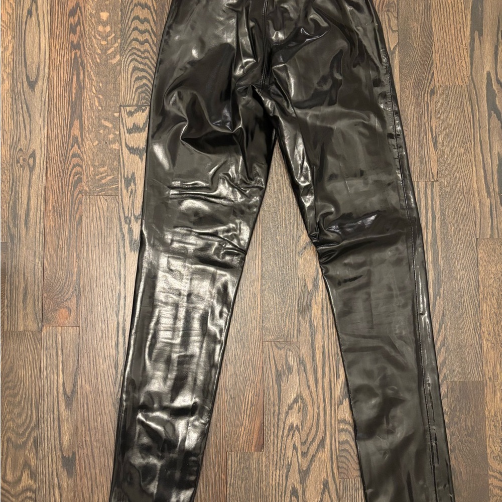 Shiny Black Faux Leather Pants